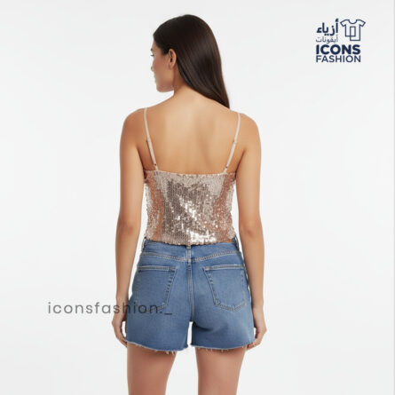 Party top for women | Women sequin spaghetti crop top | Ladies stylish shiny party wear top for women - Image 3