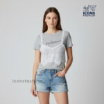 Grey-Two-piece-women-top-set-with black-print-t-shirt-and-white-lace-camisole-overlay