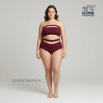 Maroon-women-bodycon-two-piece-cut-out-dress-bandeau-top-high-waist-bottom-solid-color-outfit