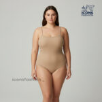 Women-nude-spaghetti-strap-camisole-bodysuit-smooth-stretch-fabric-moderate-bottom-coverage-layering-innerwear