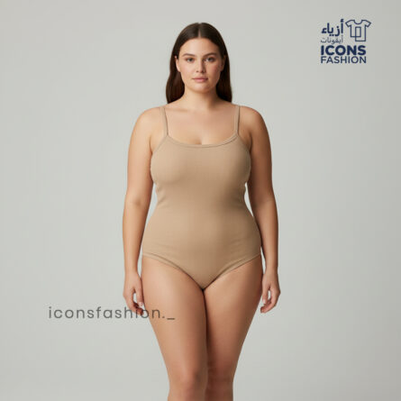 Women-nude-spaghetti-strap-camisole-bodysuit-smooth-stretch-fabric-moderate-bottom-coverage-layering-innerwear