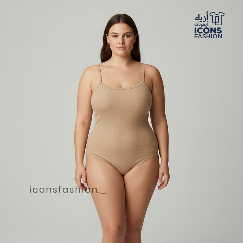 Women-nude-spaghetti-strap-camisole-bodysuit-smooth-stretch-fabric-moderate-bottom-coverage-layering-innerwear