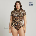 Women-leopard-print-bodysuit-high-neck-short-sleeve-stretch-bodycon-top-for-women