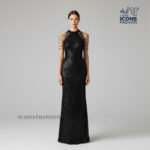 Black-women-sequin-long-evening-gown-halter-neck-open-shoulder-chain-strap-party-wear-dress