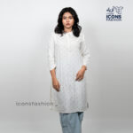Women-white-printed-straight-kurti-with-round-neck-3-4-sleeves-casual-daily-wear-ethnic-top