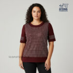 Maroon-shimmer-embellished-top-for-women-with-round-neck-and-short-sleeves