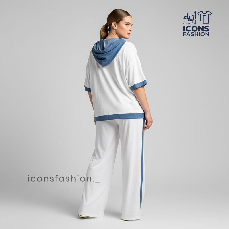 White-and-blue-sporty-co-ord-set-for-women-with-hooded-zipper-top-and-wide-leg-pants
