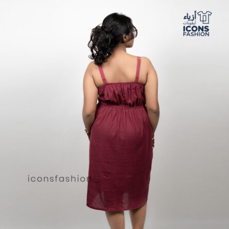 Women sleeveless dress | Maroon casual A-line dress with pockets | Ladies stylish western wear - Image 4