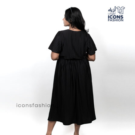 Women black midi dress | Women elegant dress | Ladies stylish pleated dress - Image 4