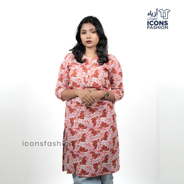Red-white-printed-kurti-for-women