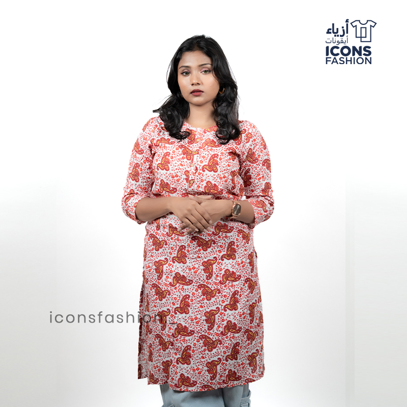 Red-white-printed-kurti-for-women