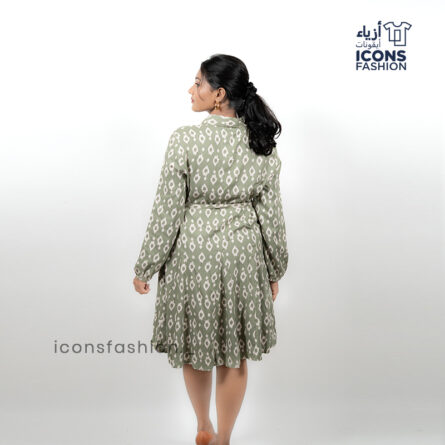 Printed shirt dress for women | Collared button-front casual dress - Image 3