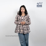 Multicolour-printed-long-sleeve-kurti-top-for-women-with-round-neck-and-relaxed-fit