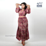Women-rose-pink-paisley-printed-crop-top-and-flowy-wide-leg-pants-co-ord-set-with-full-sleeves