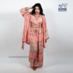 Women-peach-paisley-printed-crop-top-wide-leg-pants-and-long-shrug-three-piece-co-ord-set