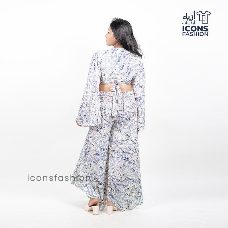 Multicolour-ladies-printed-crop-top-with-wide-leg-pants-co-ord-set