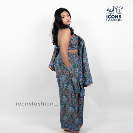 Women printed Co-Ord set | Ladies stylish wide leg pants crop top and shrug - Image 3