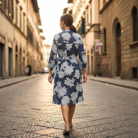 Women-blue-printed-shirt-dress-with-belt-and-full-sleeves-sleeves