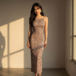 Leopard-print-straight-neck-calf-bodycon-dresses