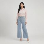 Pink-cropped-button-front-shirt