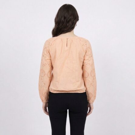 Peach-broderie-anglaise-ruffle-blouse-women