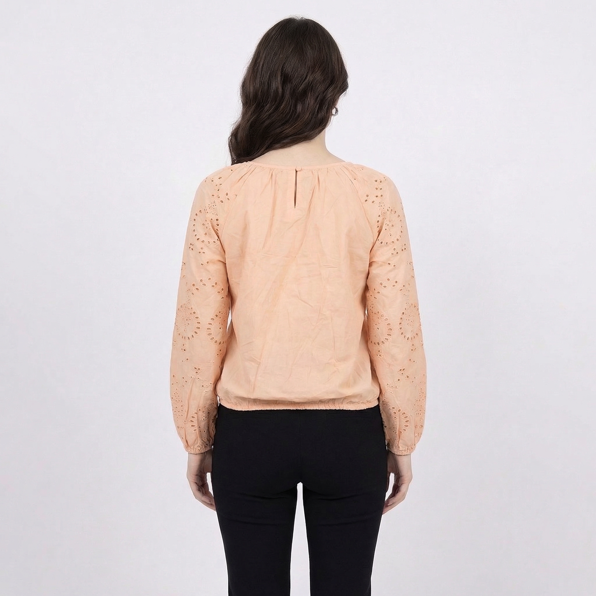 Peach-broderie-anglaise-ruffle-blouse-women