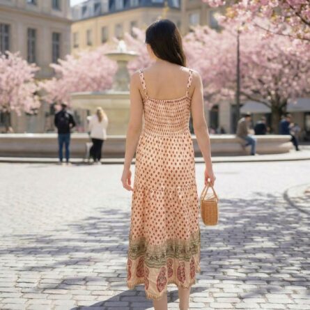 Beige-printed-sleeveless-round-neck-midi-dress