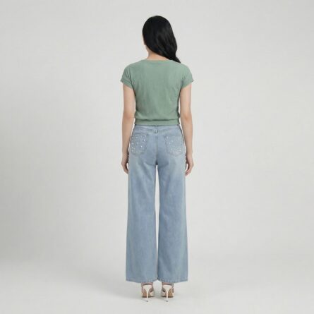 Sage-green-textured-cap-sleeve-round-neck-top-for-women