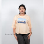 Peach-graphic-print-oversized-T-shirt