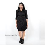 Black-button-down-belted-shirt-dress-for-women