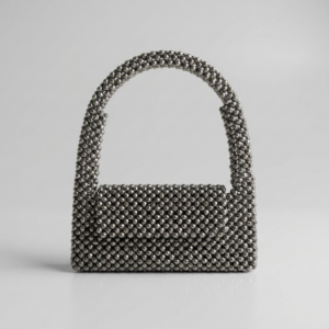 Silver-beaded-mini-handbag-with-top-handle-structured-evening-bag