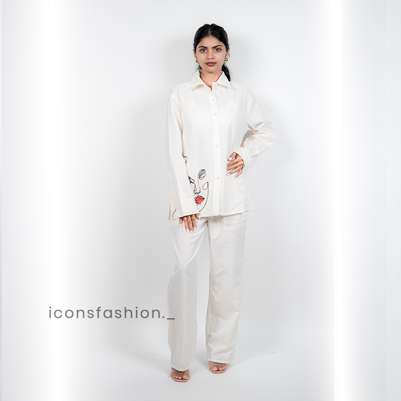 Women’s-white-minimal-co-ord-set-with-collared-shirt-and-straight-pants