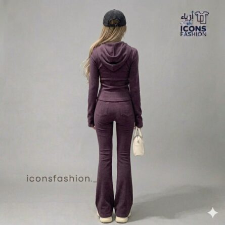 Two-piece set: Long-sleeved hooded jacket with front zipper and kangaroo - Image 3