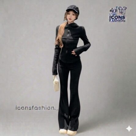 Two-piece set: Long-sleeved hooded jacket with front zipper and kangaroo - Image 4